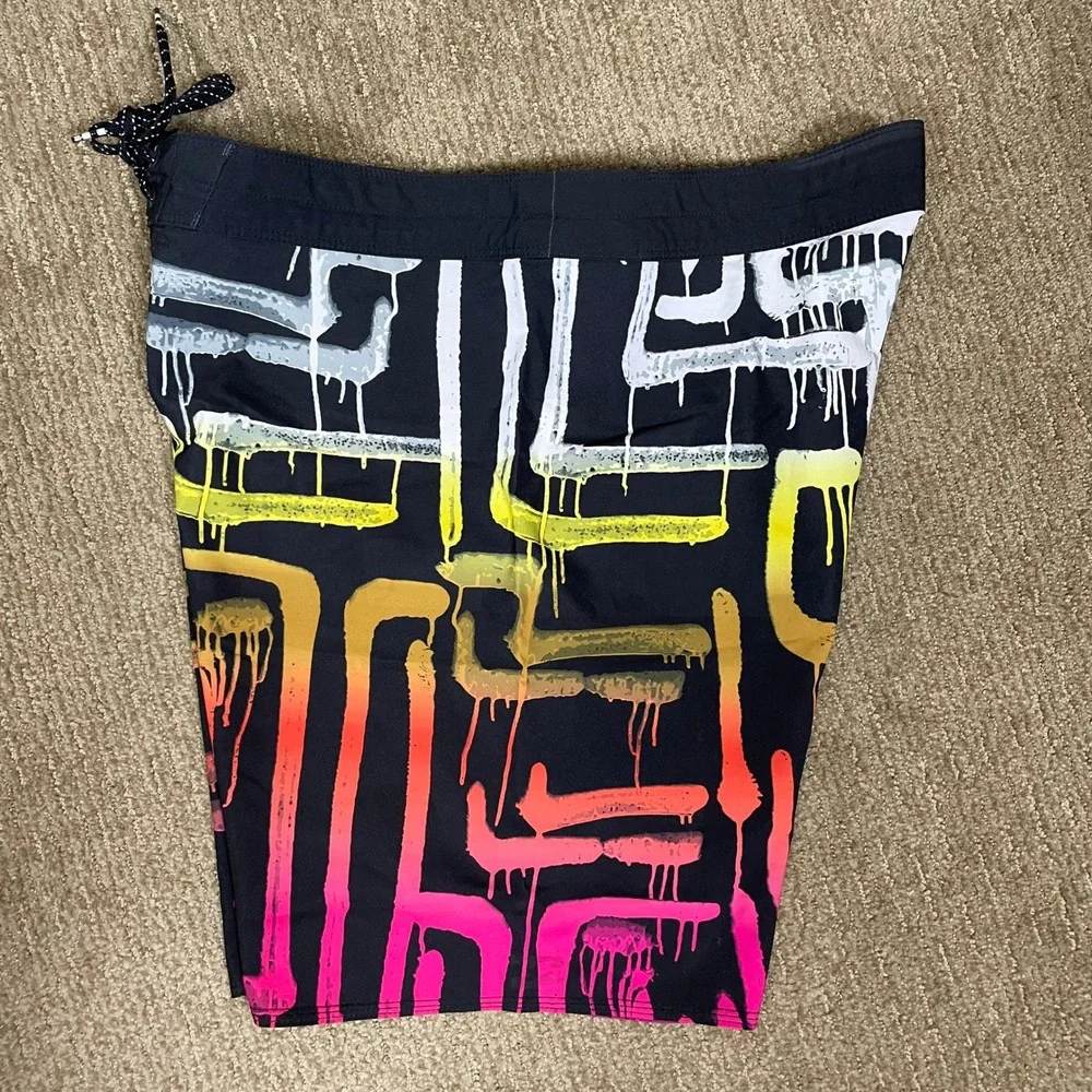 Billabong Board Shorts Mens 38‎ Black Neon Graffiti Airlite Sundays Excellent